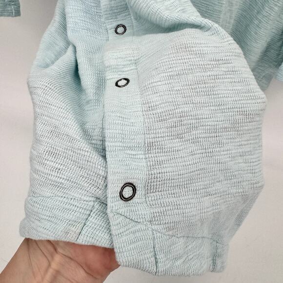 J Jill Tunic Womens Medium Blue Pullover 3/4 Sleeve Snap Side Detail Cotton Knit - Picture 4 of 8